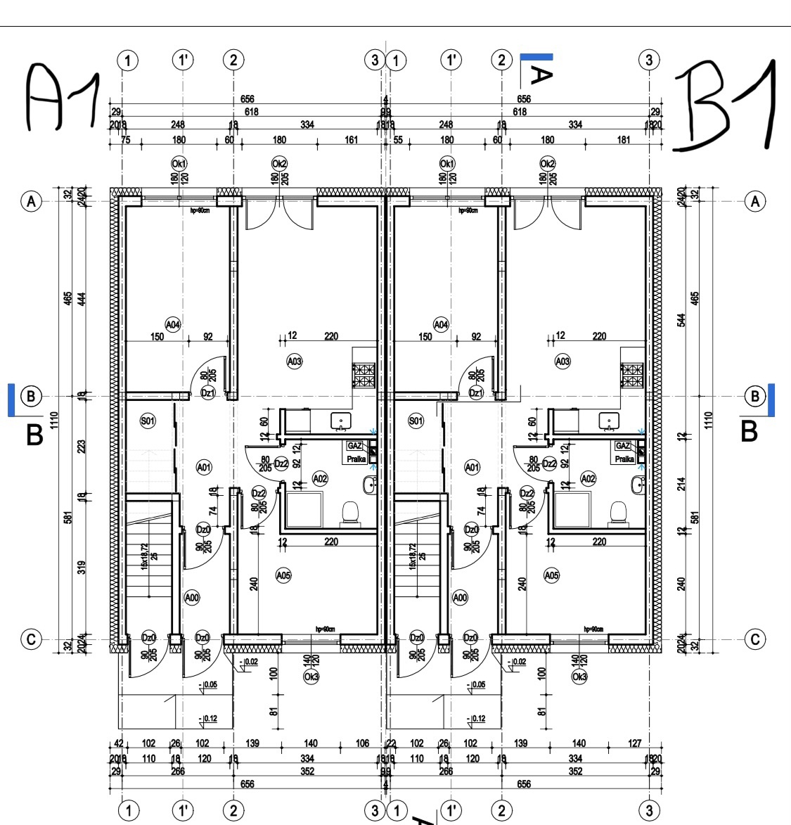 Rzut Mieszkania A1/B1 - parter