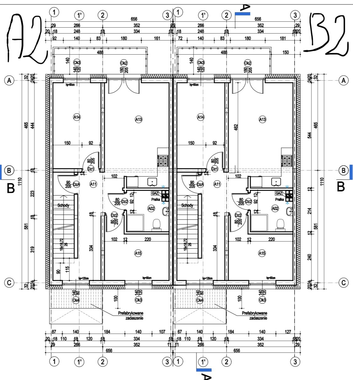 Rzut Mieszkania A2/B2 - piętro 1