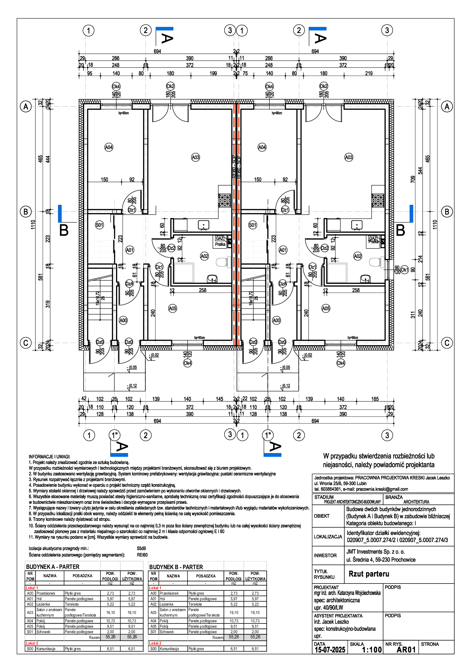 Rzut Mieszkania A1/B1/C1/D1 - parter