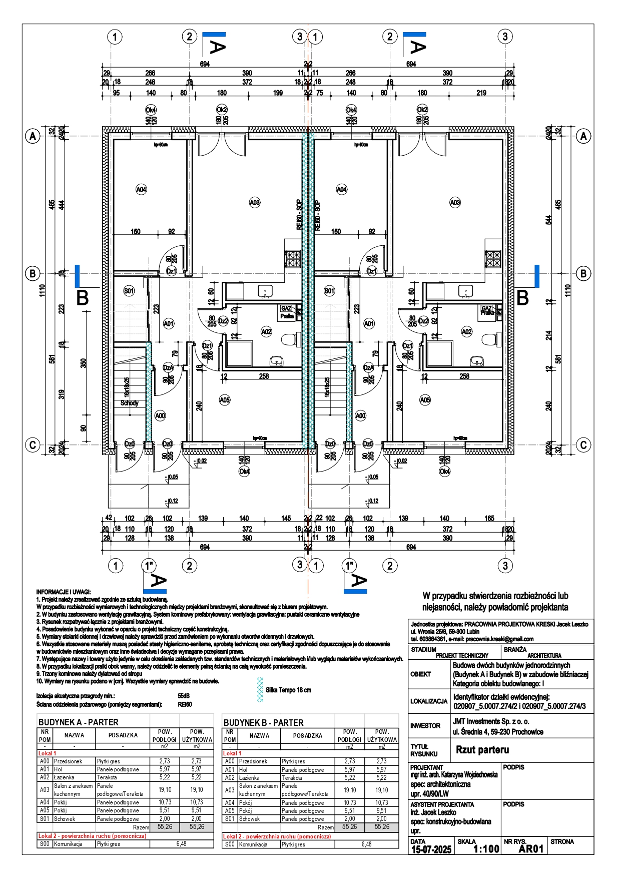 Rzut Mieszkania A1/B1/C1/D1 - parter